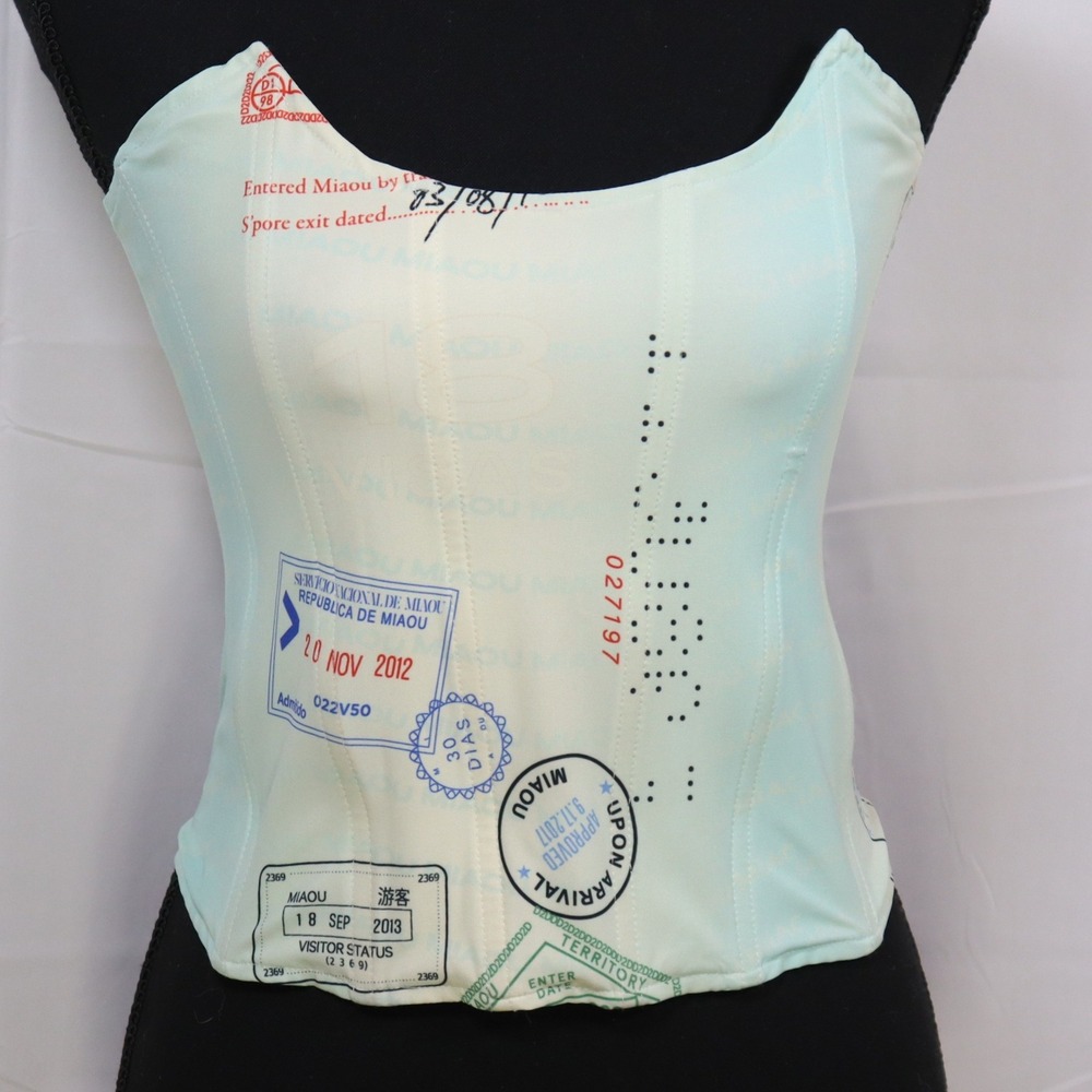 Miaou Campbell Corset S Blue Women‎ Passport Print Zip Back